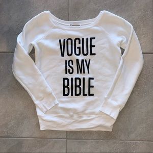 State of Grace Vogue Is My Bible White Sweater Size M